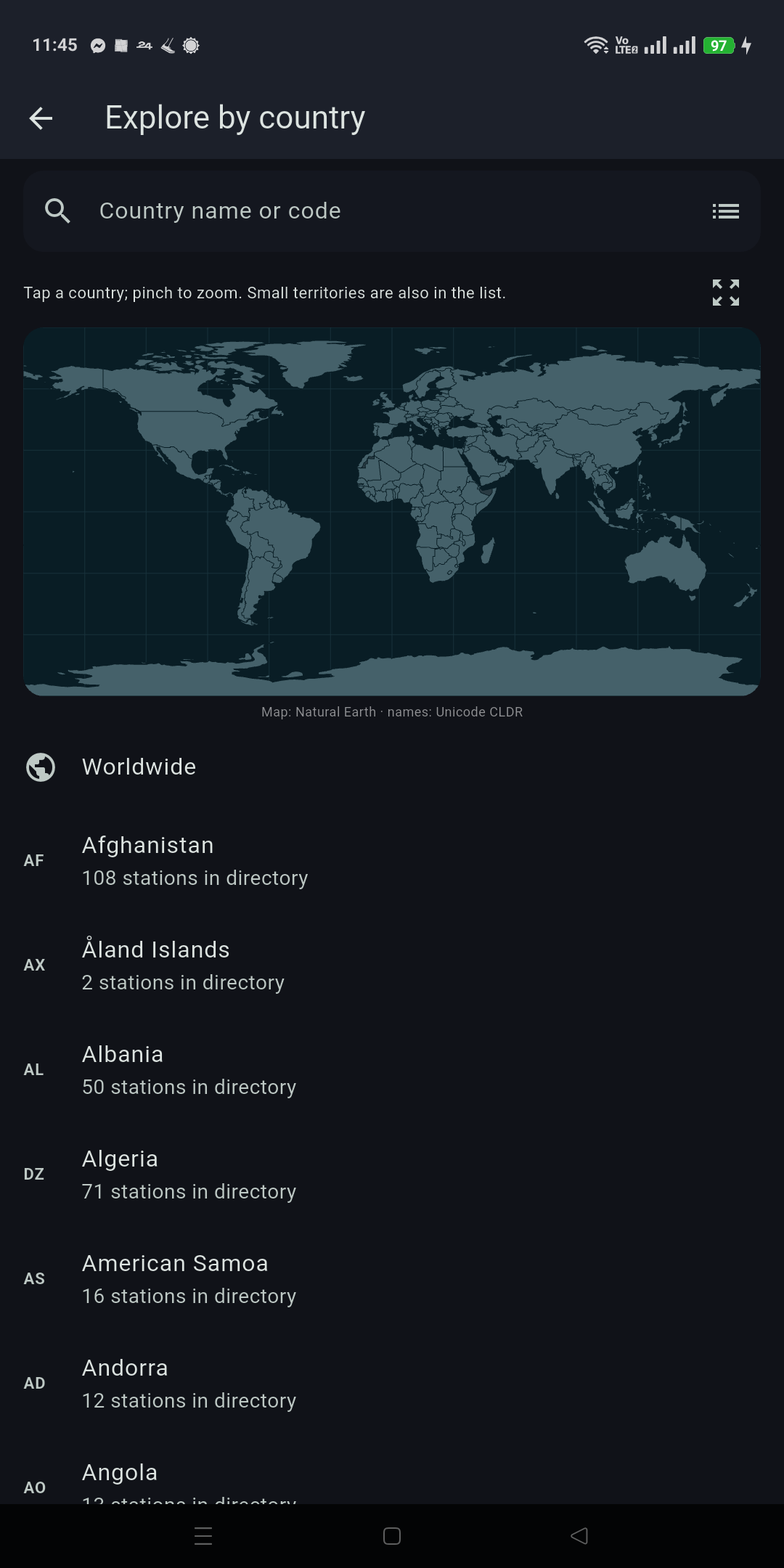 Country map and directory